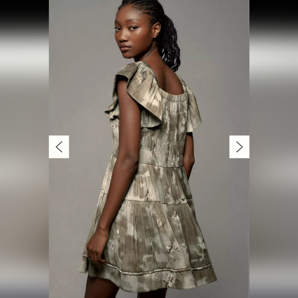 Anthropologie Sage Green Textured Dress